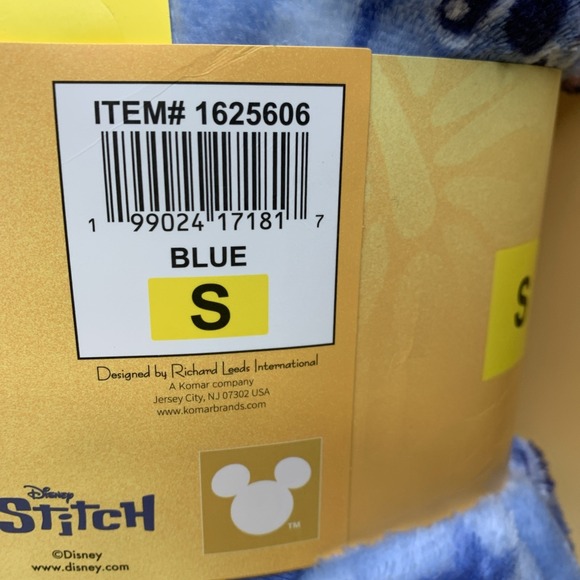 New In Package Disney Women's Stitch One-piece Pajama Blue Small With Hood - Picture 7 of 7